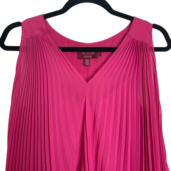 Ted Baker Pink Pleated Dress Size 1 - Picture 2 of 10
